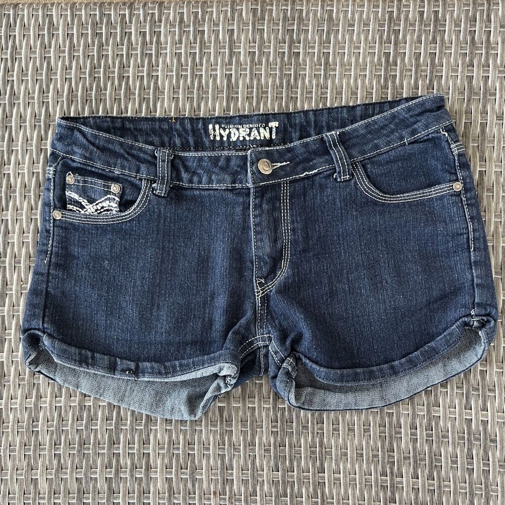 Hydrant Premium Junior Embroidered Denim Jean Shorts Summer Beach Size 13